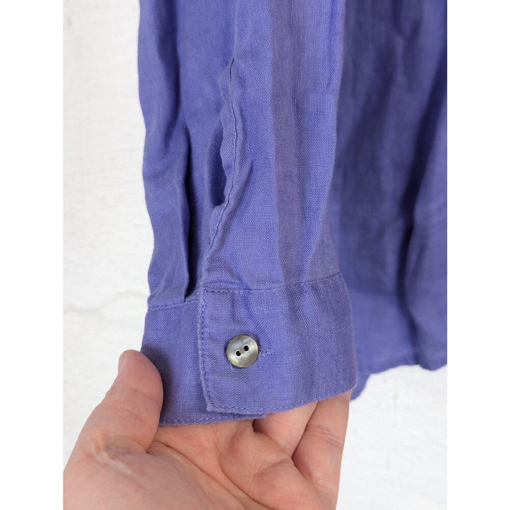 J Jill Love Linen Essential Shirt Button Up Blue Purple Classic Office Large - Picture 2 of 9